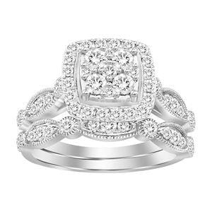 14kwg 1.00cttw Round Diamond Ladies Bridal Set