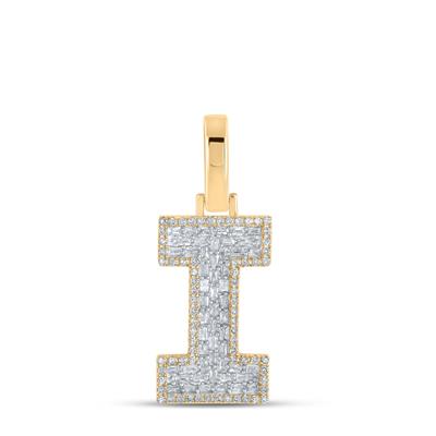 10kt Yellow Gold Round and Baguette Diamond Initial Pendant