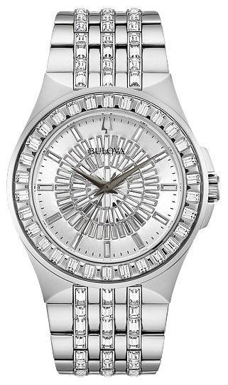 Bulova Phantom Silver Black Dial Crystal Watch | Bulova