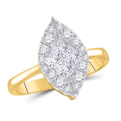 14kt Yellow Gold 0.50cttw Princess and Round Cut Diamond Engagement Ring
