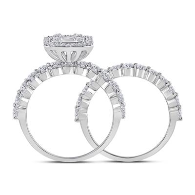 14kt Gold 1 7/8 cttw Round and Baguette Diamond Ladies Bridal Set