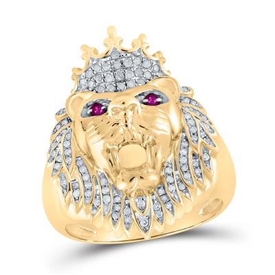 10kyg 0.50 cttw Diamond Mens Lion Ring