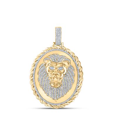 10k Oval Lion Pendant