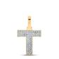 10kt Yellow Gold Round and Baguette Diamond Initial Pendant