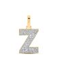 10kt Yellow Gold Round and Baguette Diamond Initial Pendant
